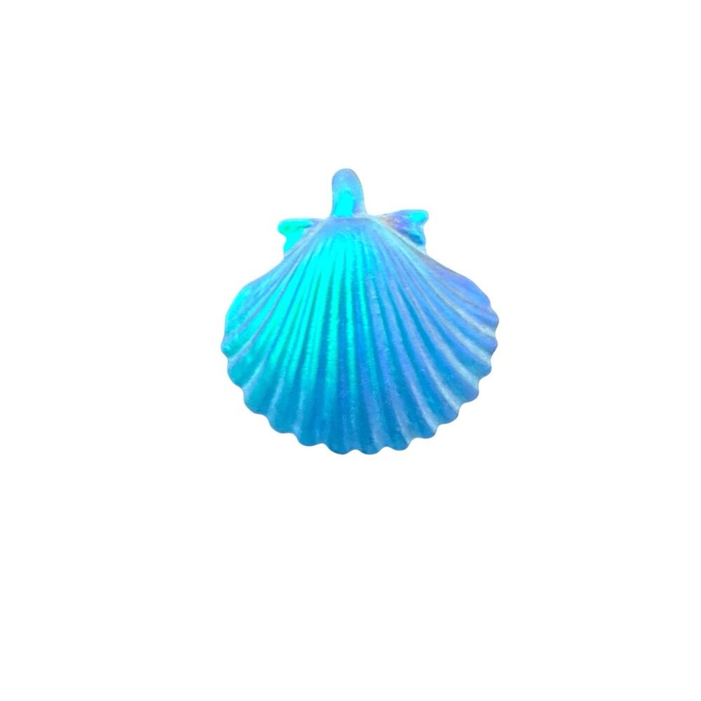 New Electric Blue Scallop Signed LE Pâté de Verre Glass Pendant Gregory Burgard - Picture 3 of 10